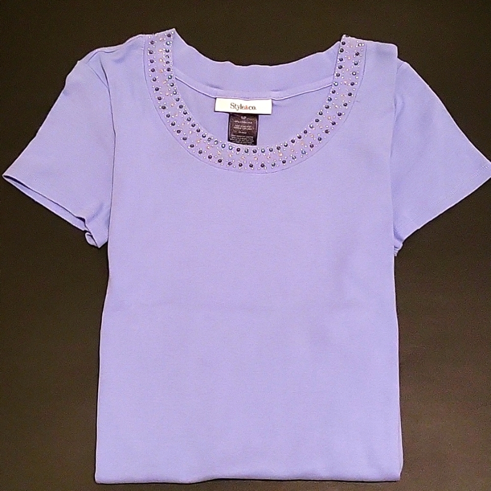 NWOT Style & Co. Lavender/Lilac T-shirt, Sparkles, Cotton, S